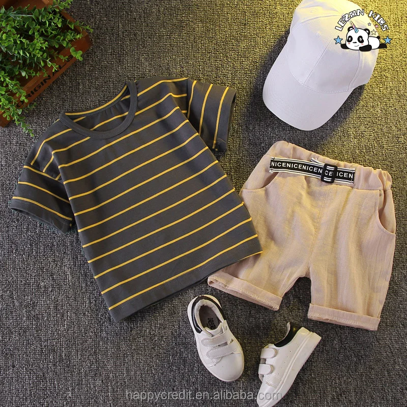 LEZONKIDS - Conjunto de Roupas Casuais para Bebês Meninos Personalizáveis Camiseta Manga Curta e Calças 2 Peças